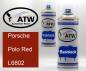 Preview: Porsche, Polo Red, L6802: 400ml Sprühdose + 400ml Klarlack - Set, von ATW Autoteile West.